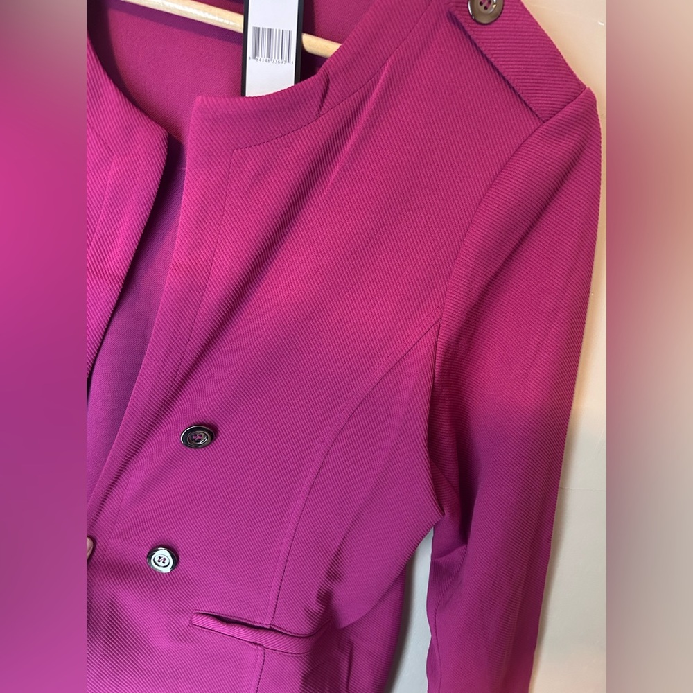 NWT Soho Apparel Raspberry Scoop Neck Ribbed Blazer Size L Office Chic - Picture 8 of 8